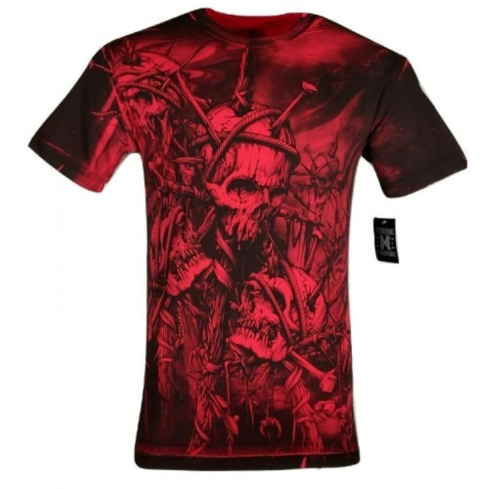 Футболка Xtreme Couture by Affliction T-shirt Headhunter Red Tattoo Biker, 4XL