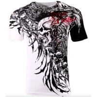 Футболка Xtreme Couture від Affliction T-shirt Brutal Combat White Skull Biker Tattoo, 4XL