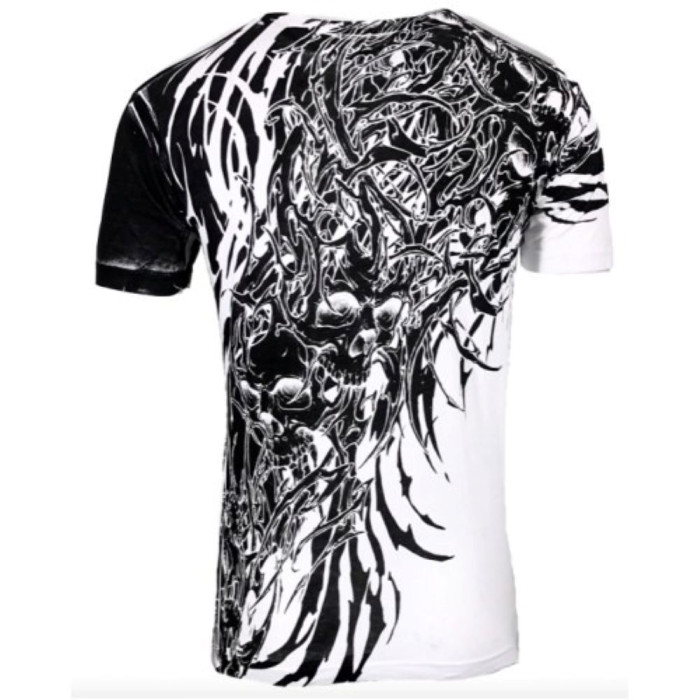 Футболка Xtreme Couture від Affliction T-shirt Brutal Combat White Skull Biker Tattoo, 4XL