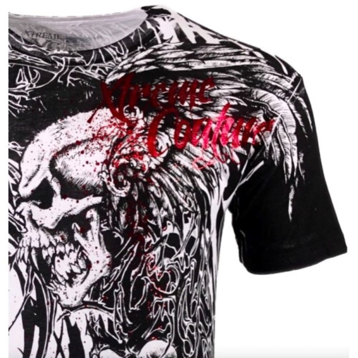 Футболка Xtreme Couture від Affliction T-shirt Brutal Combat White Skull Biker Tattoo, 4XL