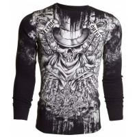 Футболка з довгим рукавом Xtreme Couture від Affliction Men Long Sleeve Thermal Shirt Offering Black Skull Biker, 3XL