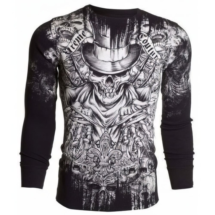 Футболка з довгим рукавом Xtreme Couture від Affliction Men Long Sleeve Thermal Shirt Offering Black Skull Biker, 3XL