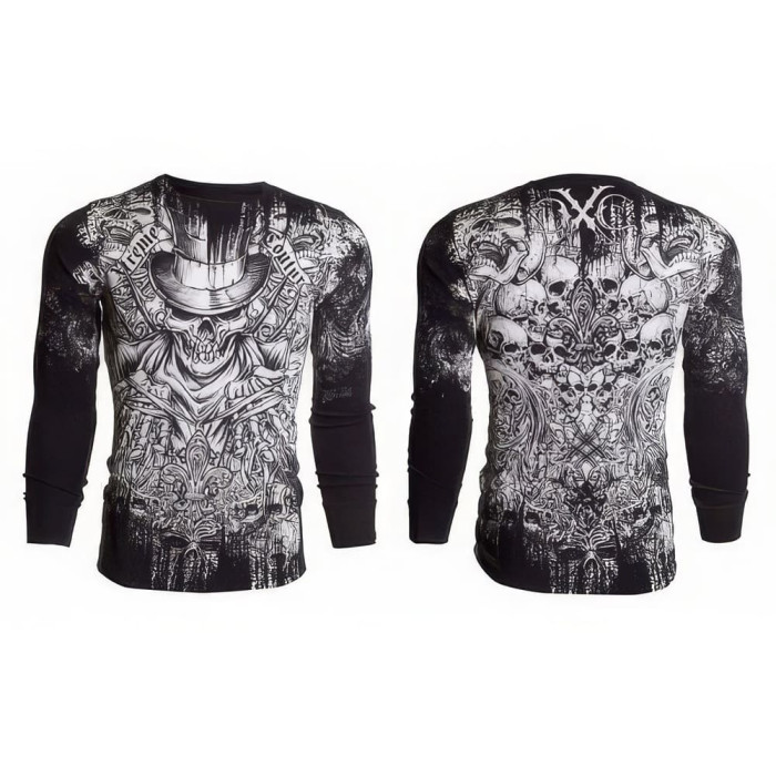 Футболка з довгим рукавом Xtreme Couture від Affliction Men Long Sleeve Thermal Shirt Offering Black Skull Biker, 3XL