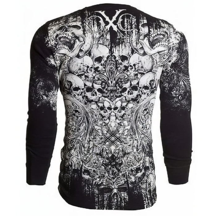 Футболка з довгим рукавом Xtreme Couture від Affliction Men Long Sleeve Thermal Shirt Offering Black Skull Biker, 3XL
