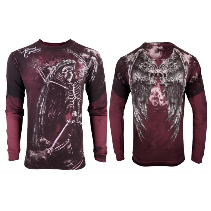 Футболка з довгим рукавом Xtreme Couture від Affliction Men Long Sleeve Thermal Shirt Relinquish Skull Wings, 3XL