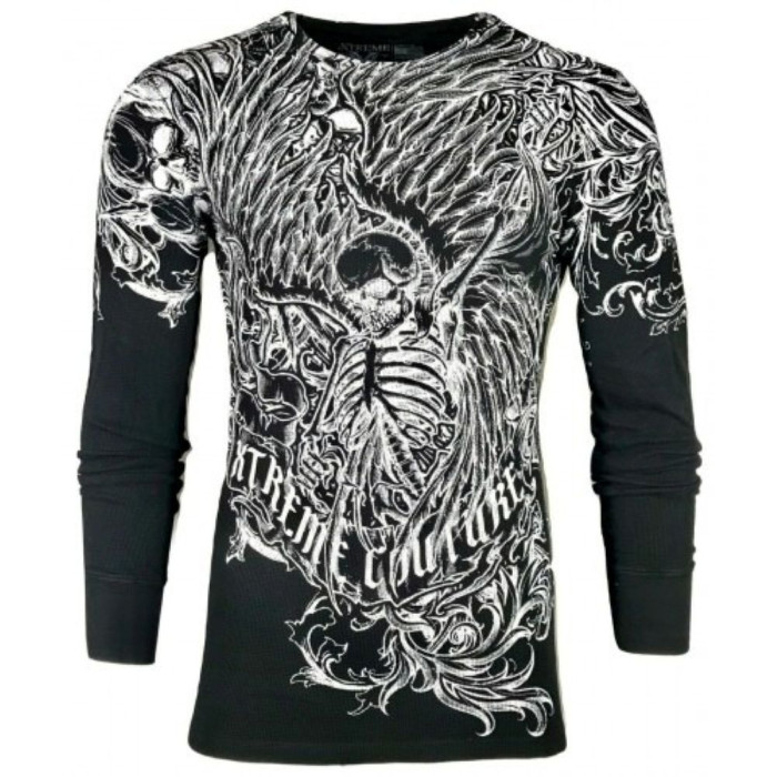 Футболка з довгим рукавом Xtreme Couture від Affliction Men Long Sleeve Thermal Shirt Accuser Skull Biker MMA Black, 3XL