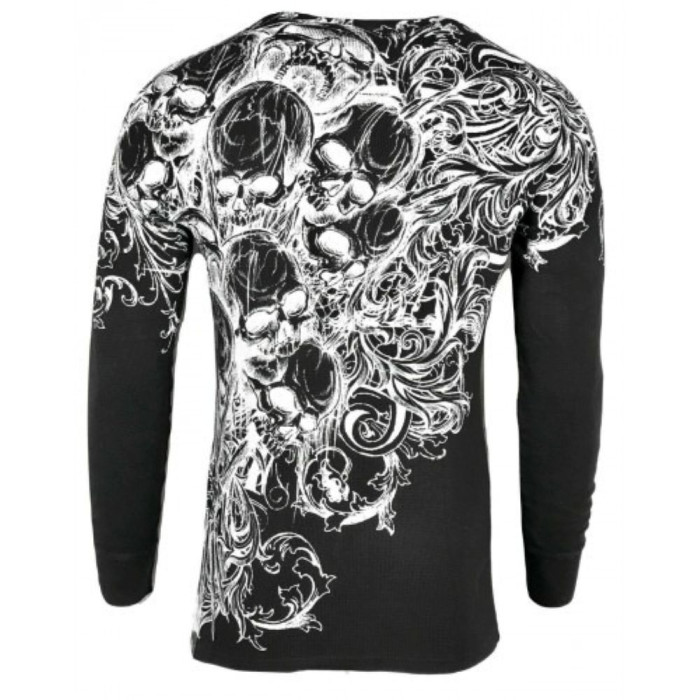 Футболка з довгим рукавом Xtreme Couture від Affliction Men Long Sleeve Thermal Shirt Accuser Skull Biker MMA Black, 3XL