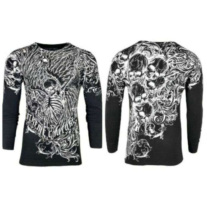 Футболка з довгим рукавом Xtreme Couture від Affliction Men Long Sleeve Thermal Shirt Accuser Skull Biker MMA Black, 3XL