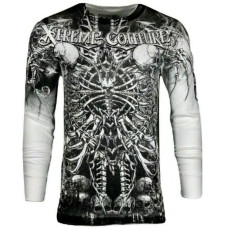 Футболка з довгим рукавом Xtreme Couture від Affliction Men Long Sleeve Thermal Shirt Catacombs Skull Biker White, 3XL