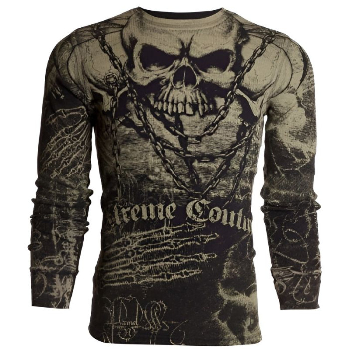 Футболка з довгим рукавом Xtreme Couture від Affliction Men Long Sleeve Thermal Shirt Killer Crewneck Skull Tattoo, 3XL