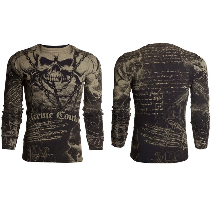 Футболка з довгим рукавом Xtreme Couture від Affliction Men Long Sleeve Thermal Shirt Killer Crewneck Skull Tattoo, 3XL
