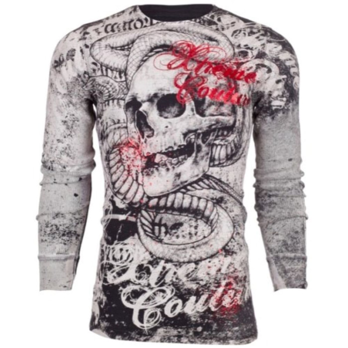 Футболка з довгим рукавом Xtreme Couture від Affliction Men Long Sleeve Thermal Shirt Toothache Biker Black, 3XL