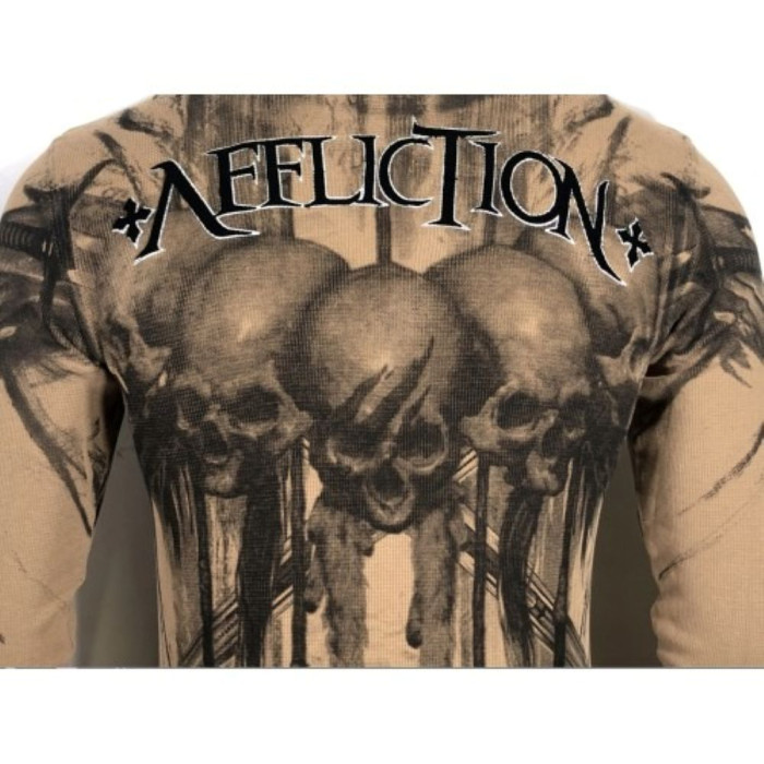 Футболка з довгим рукавом Xtreme Couture від Affliction Men Long Sleeve Thermal Shirt Walking Dead Skull Biker MMA Black, 3XL