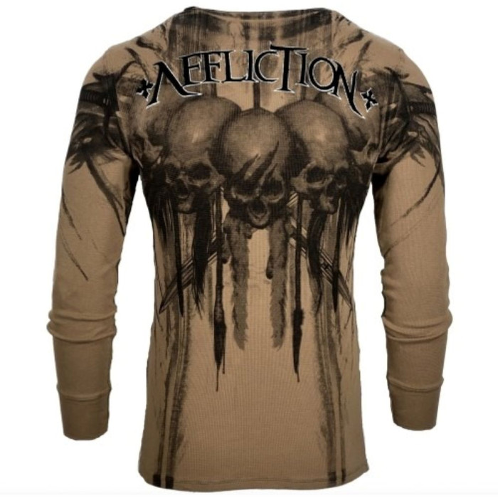 Футболка з довгим рукавом Xtreme Couture від Affliction Men Long Sleeve Thermal Shirt Walking Dead Skull Biker MMA Black, 3XL