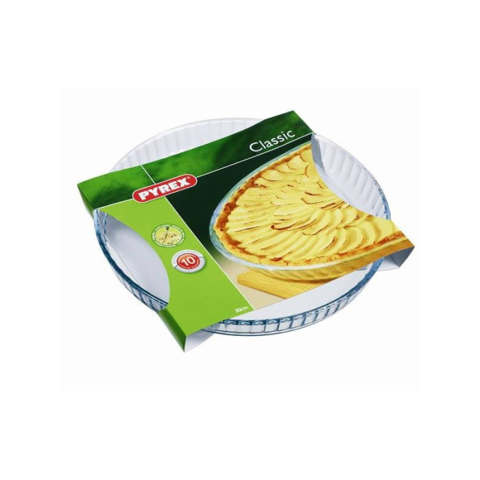 Кругла хвиляста форма для запікання Pyrex Classic Glass з низьким бортиком 813B000, 27 см