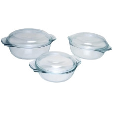 Набір скляних каструль Pyrex Classic Glass з кришками 333S704, 750 мл, 1250 мл, 2000 мл