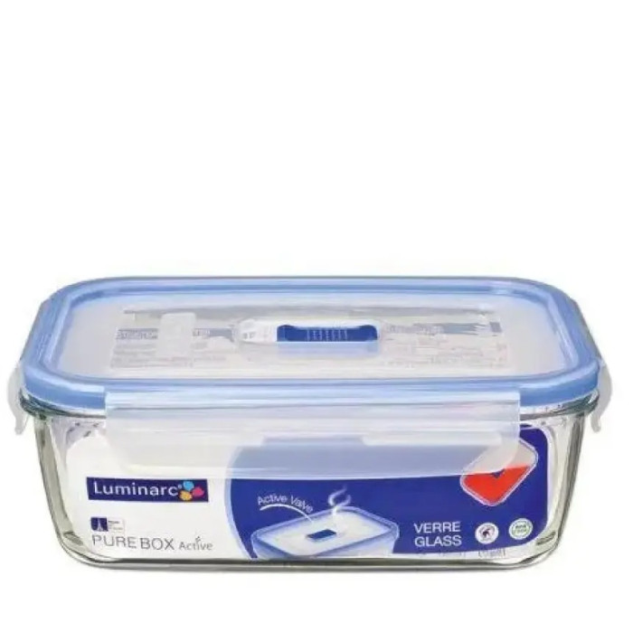 Набір прямокутних контейнерів Luminarc Pure Box Active з кришкою H7686 (G1602, G8596), 380 мл, 820 мл, 1220 мл