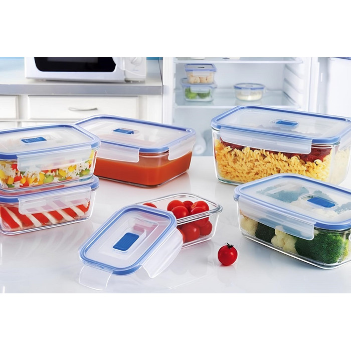 Набір прямокутних контейнерів Luminarc Pure Box Active з кришкою H7686 (G1602, G8596), 380 мл, 820 мл, 1220 мл