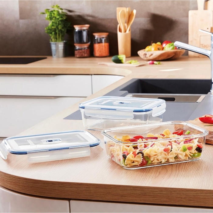 Набір прямокутних контейнерів Luminarc Pure Box Active з кришкою G8596 (G1602), 385 мл, 820 мл, 1200 мл
