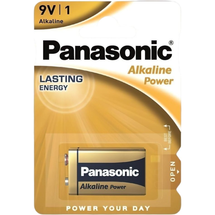 Батарейка Panasonic 6LR61REB/1BP ALKALINE POWER лужна 6LF22(6LR61, MN1604, MX1604, Крона) блістер, 1 шт.