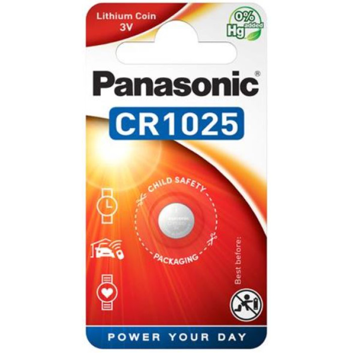 Батарейка Panasonic CR-1025EL/1B літієва CR1025 блістер, 1 шт.