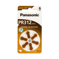 Батарейка Panasonic PR-312/6LB повітряно-цинкова PR312(312A, AC312E/EZ, PR312H, PR41, ZA312, DA312) блістер, 6 шт.
