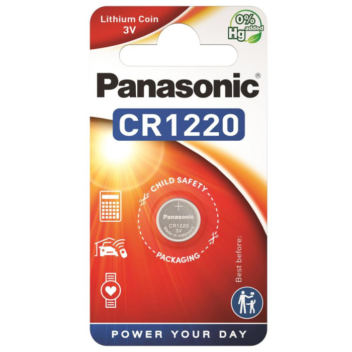 Батарейка Panasonic CR-1220EL/1B літієва CR1220 блістер, 1 шт.