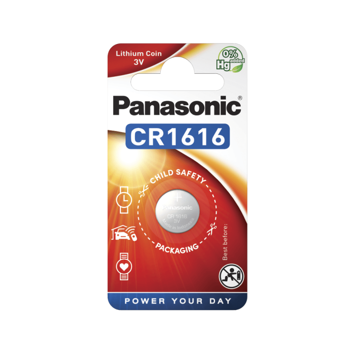 Батарейка Panasonic CR-1616EL/1B літієва CR1616 блістер, 1 шт.