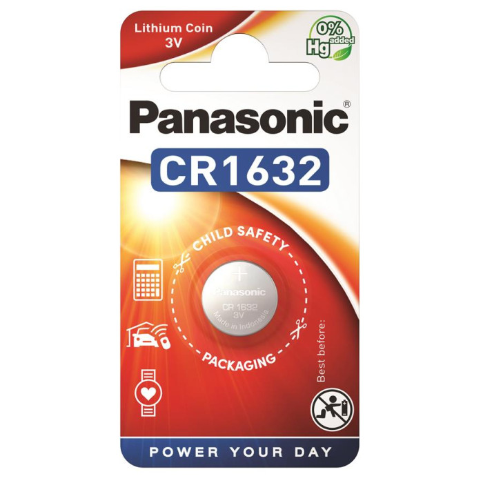 Батарейка Panasonic CR-1632EL/1B літієва CR1632 блістер, 1 шт.