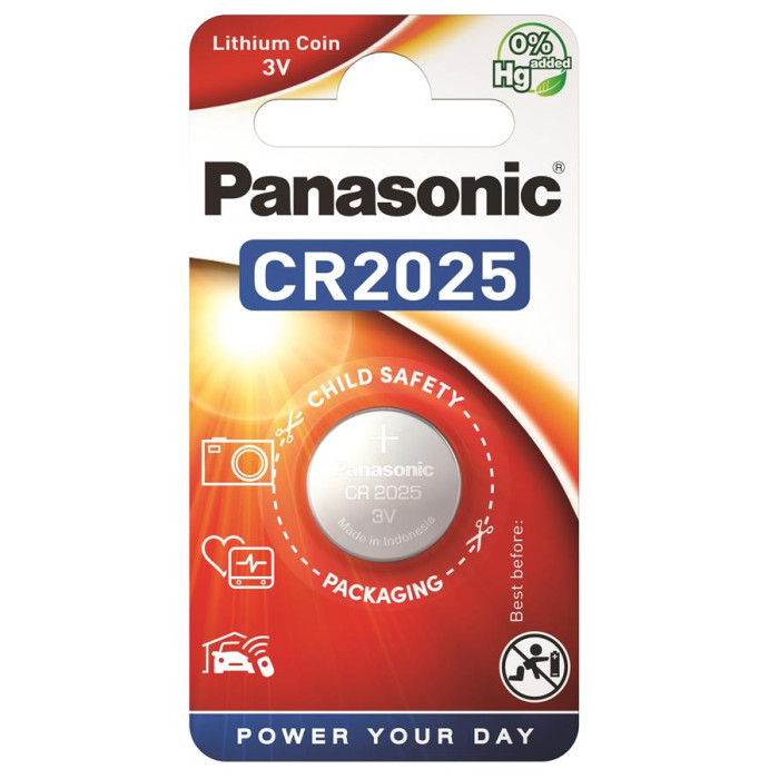 Батарейка Panasonic CR-2025EL/1B літієва CR2025 блістер, 1 шт.