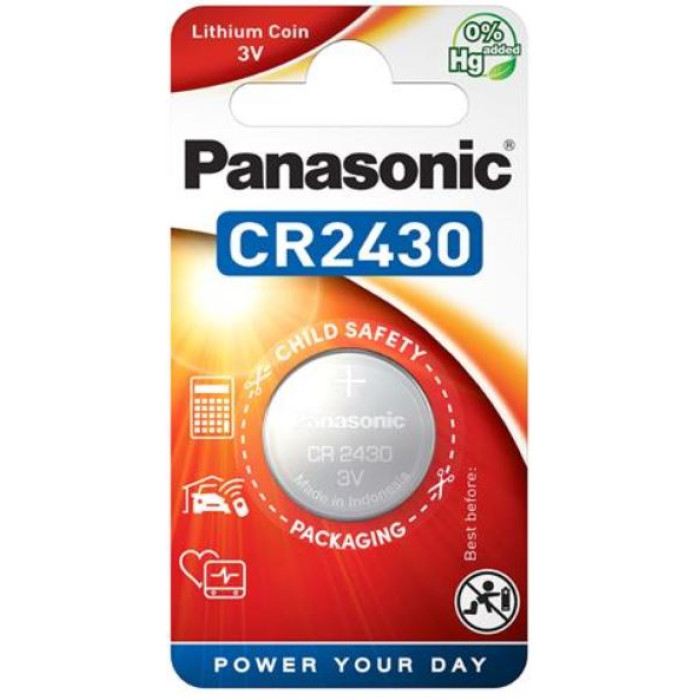 Батарейка Panasonic CR-2430EL/1B літієва CR2430 блістер, 1 шт.