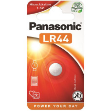 Батарейка Panasonic LR-44EL/1B лужна LR44 (A76, AG13, G13A, PX76, GP76A, RW82) блістер, 1 шт.