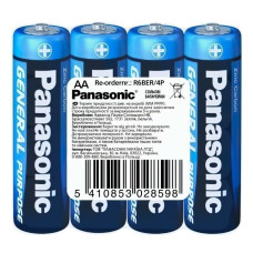 Батарейка Panasonic R6BER/4P GENERAL PURPOSE вугільно-цинкова AA(R6) плівка, 4 шт.